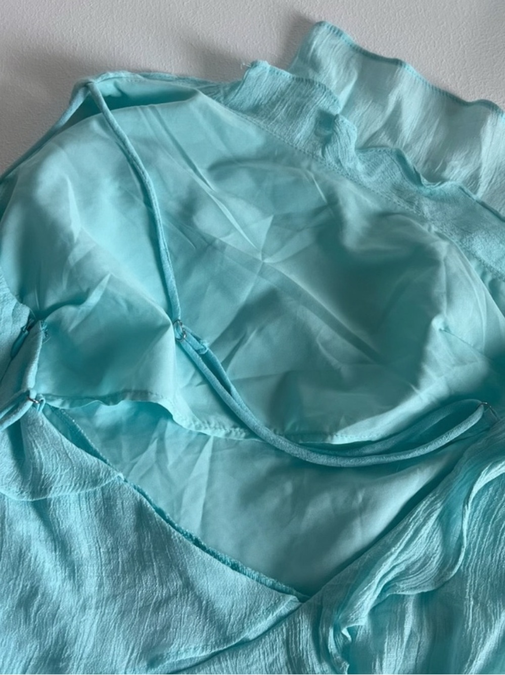 Selfie Leslie Aqua Ruffled Spaghetti-Strap Mini Dress - Picture 7 of 10